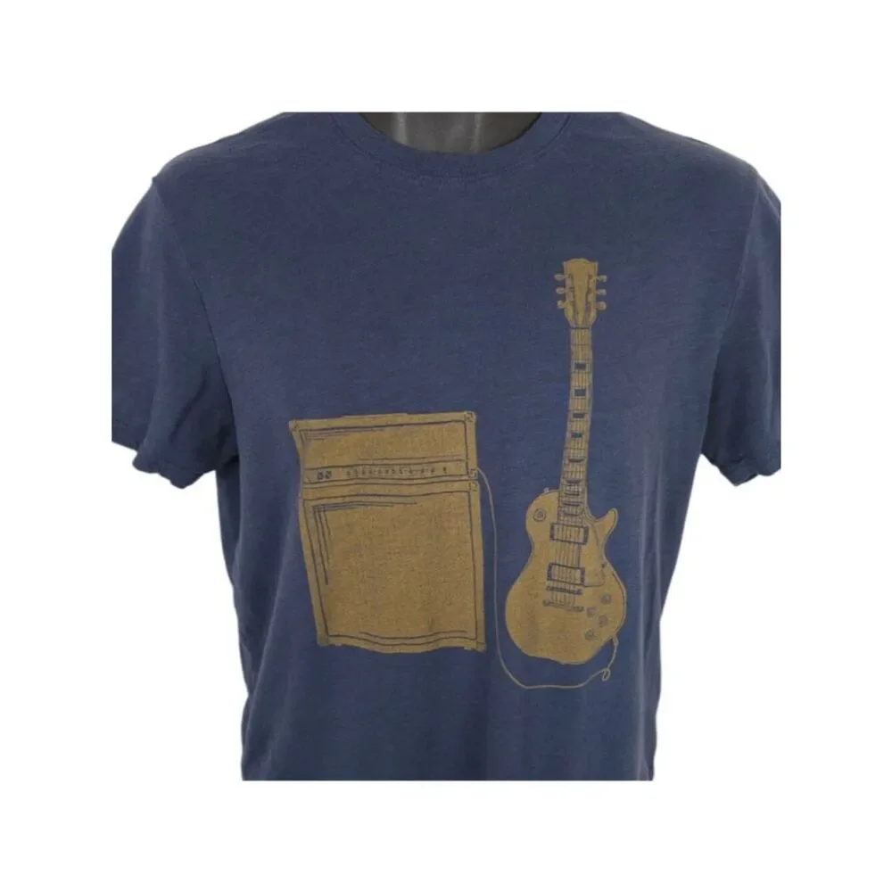 Guitar Wtih Amp T Shirt Mens Size Small Blue Gray Rock And Roll Music